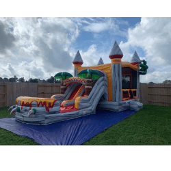 T T-rex Bounce House With 2 Slides
